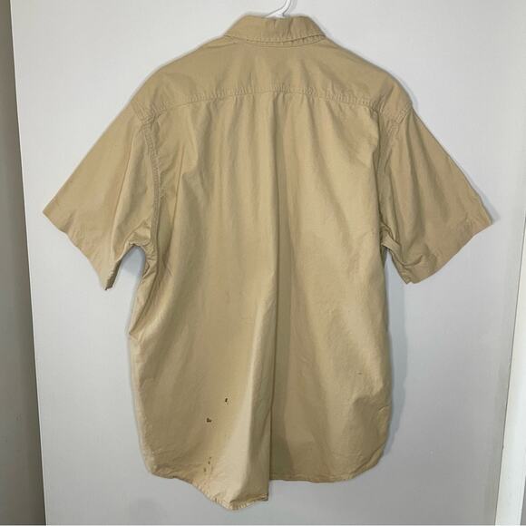 Carhartt Vintage Short Sleeve Workwear Khaki Twill Button Down Shirt Size L - Picture 8 of 8
